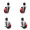 Service Caster 3.5'' Red Poly Wheel Swivel 1-7/8'' Expanding Stem Caster Set 2 Brakes, 4PK SCC-EX20S3514-PPUB-RED-2-TLB-2-178 - alternate 1